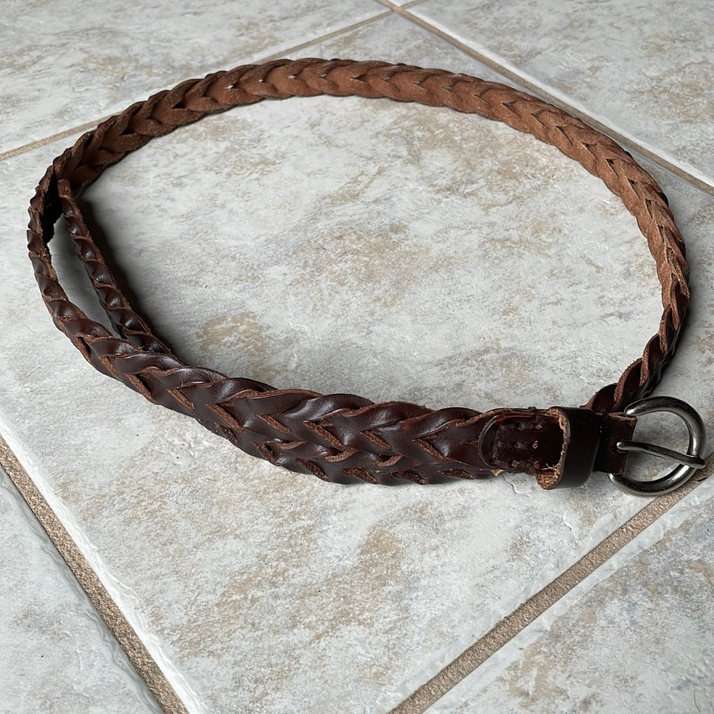Genuine leather braided belt